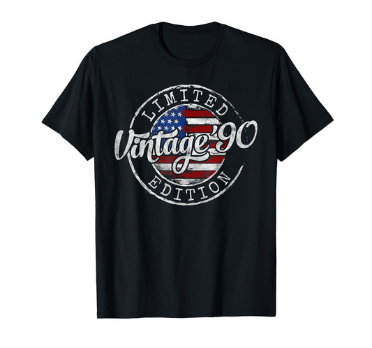 Vintage 1990 35th Birthday Gifts for Men Women 35 Year Old T-Shirt