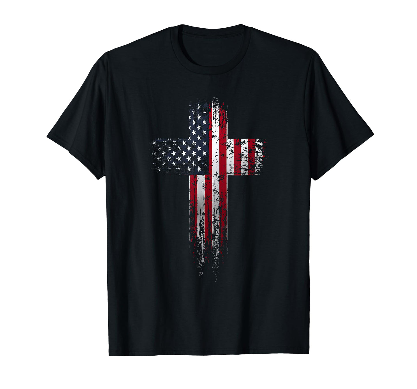American USA Flag Christian Cross T-Shirt