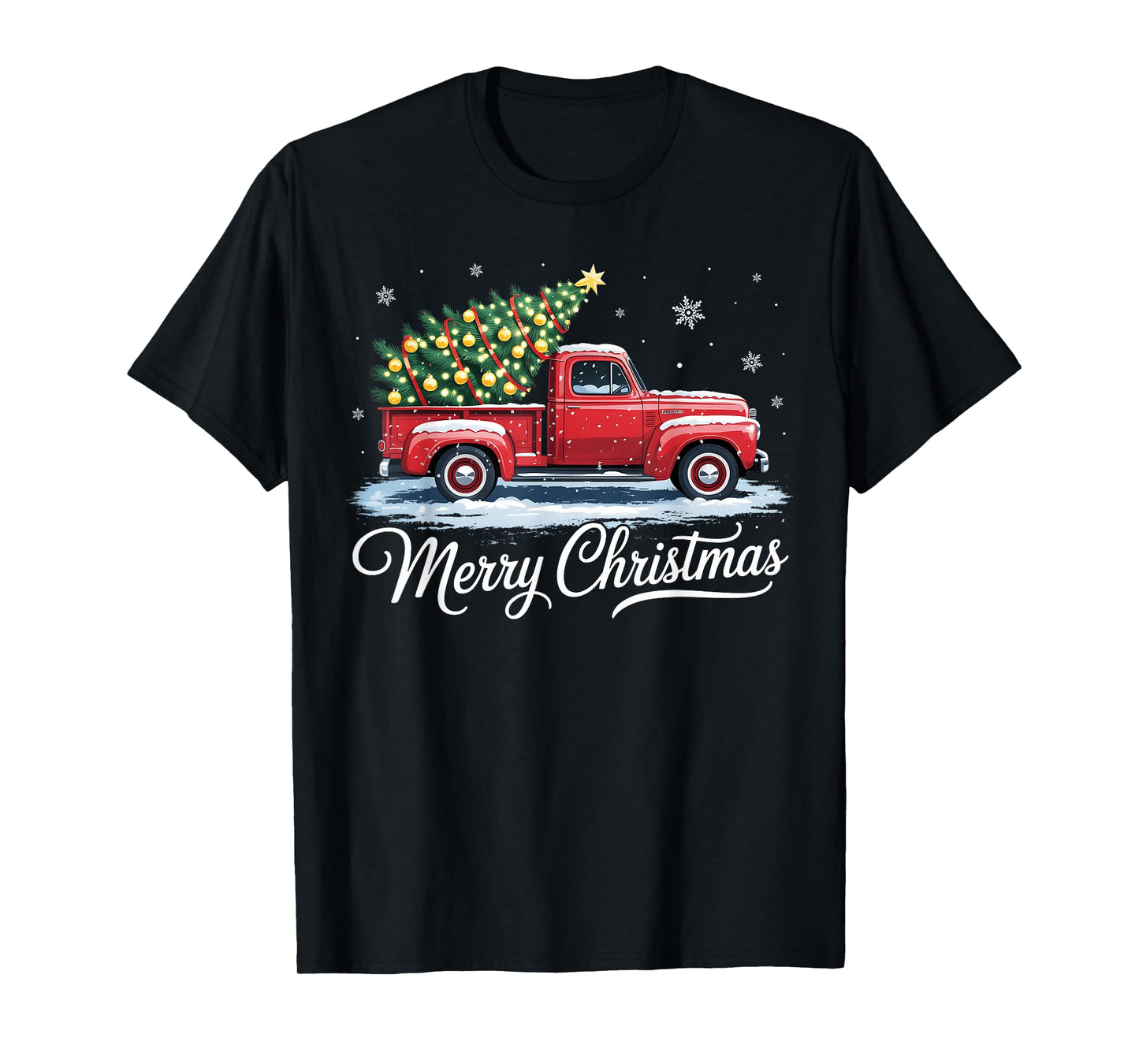 Merry Christmas Tree Red Truck Xmas Vacation Men Women Kid T-Shirt