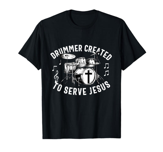 Christian Drummer Drum Player Stick Men Jesus Worship Music T-Shirt