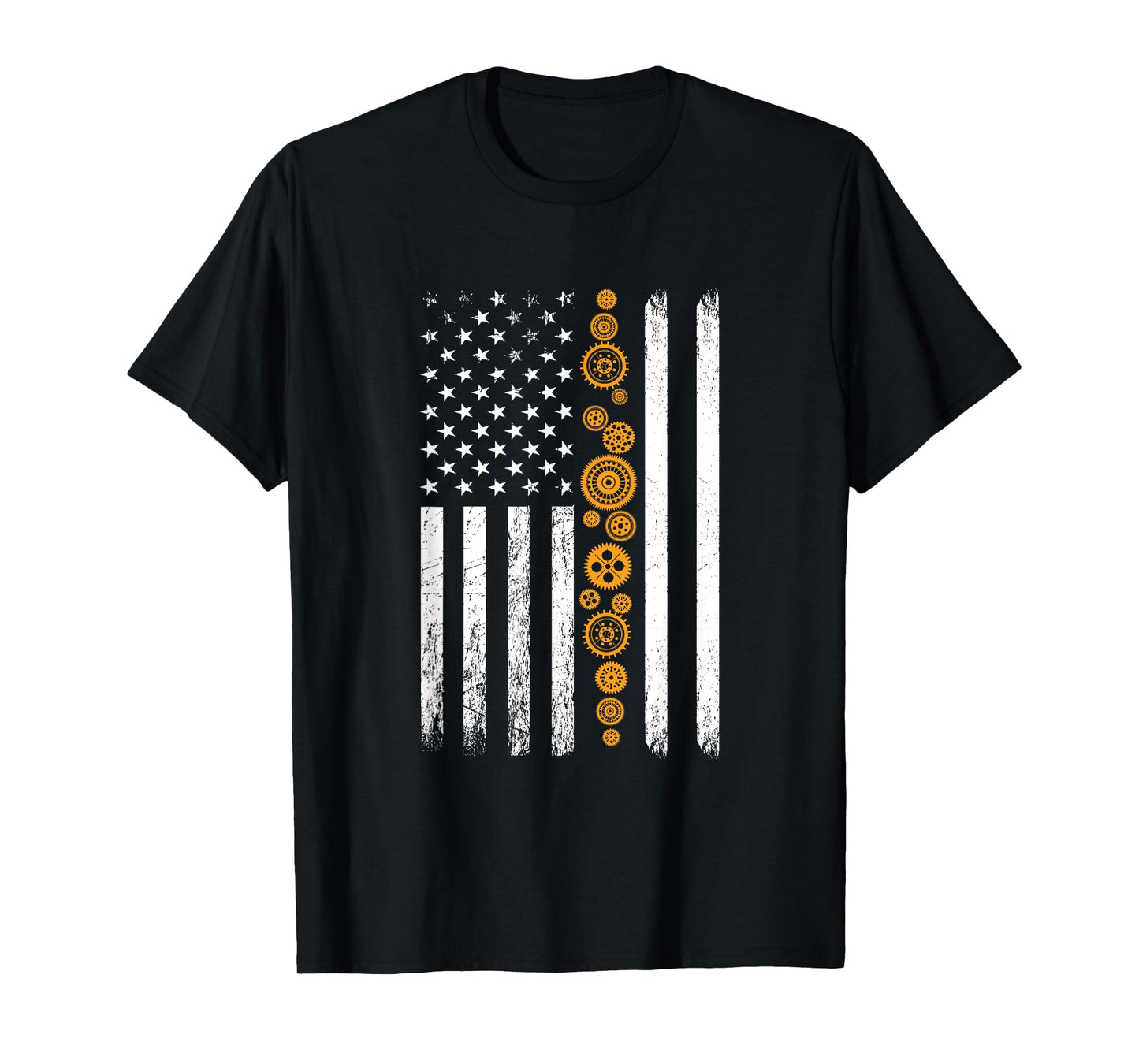 Engineering Gear Cog USA Flag Funny Mechanical Engineer T-Shirt for Women Men