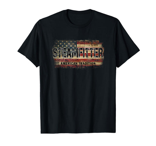 American Flag Vintage Steamfitter T-Shirt