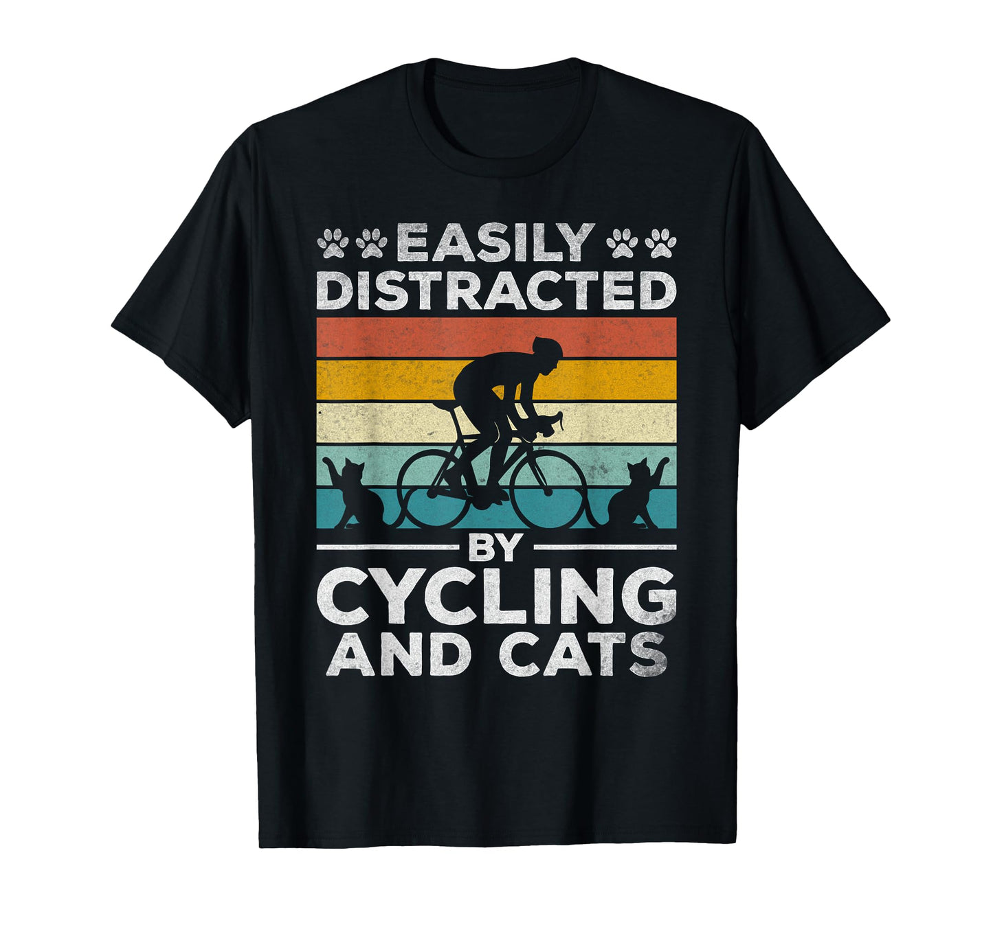 Easily Distracted By Cycling And Cats I Bicycle Cyclist T-Shirt