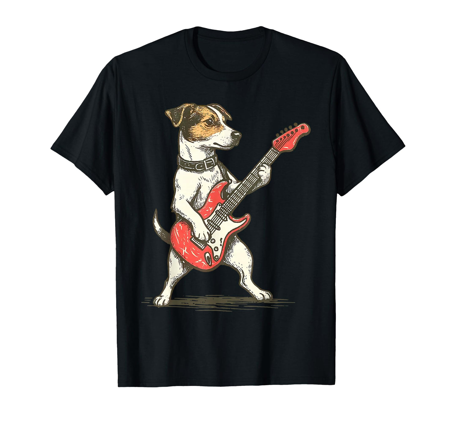 Jack Russell Terrier Dog Playing Guitar Rocker Guitarist T-Shirt