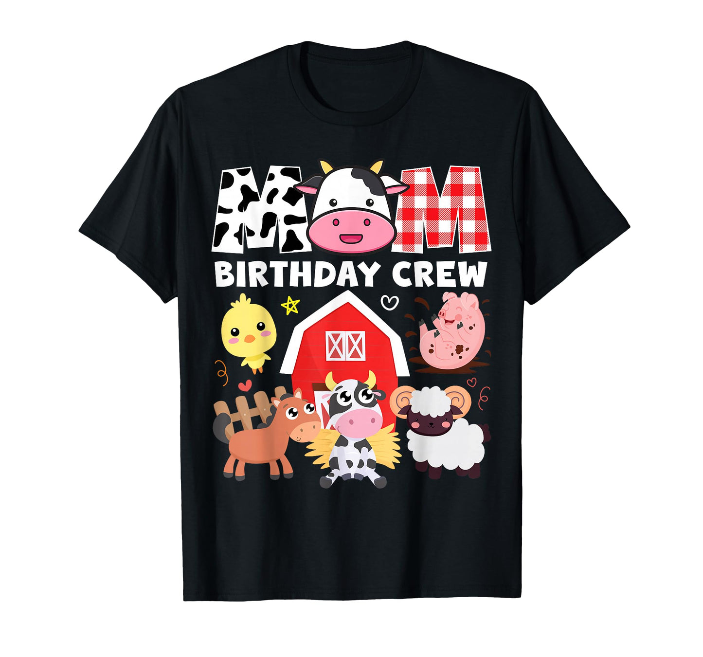 Cow Mom Birthday Crew Farm Theme Animals Kids Birthday Party T-Shirt