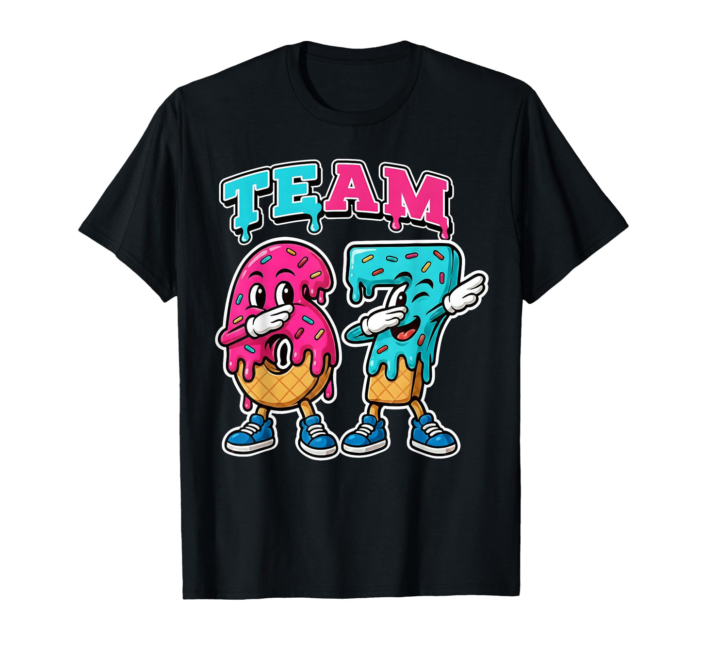 67 Ice Cream Drip Gen Alpha Slang Six Seven Meme 6 7 Number T-Shirt