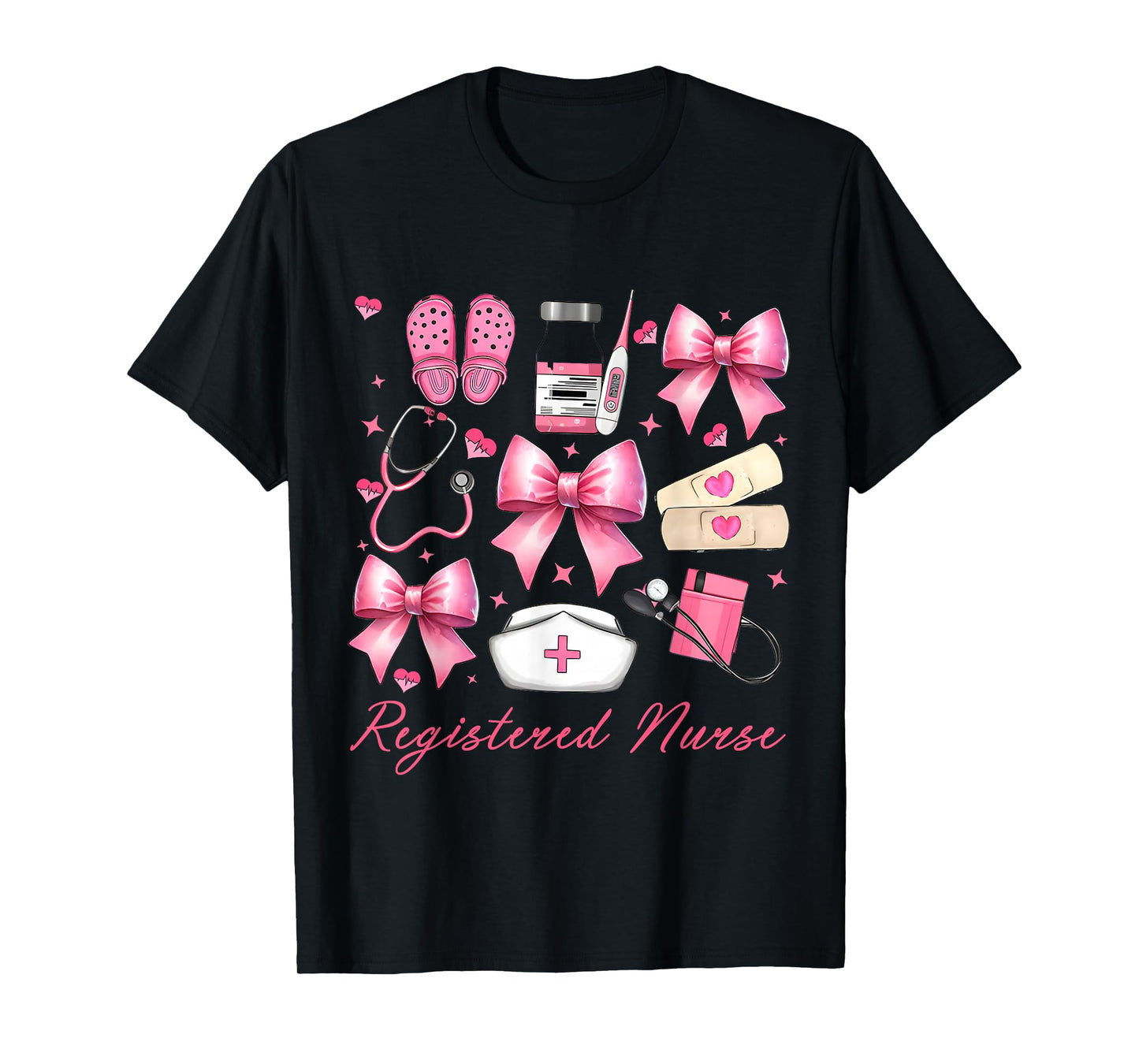 Cute Pink Coquette Bow Girly Registered Nurse T-Shirt
