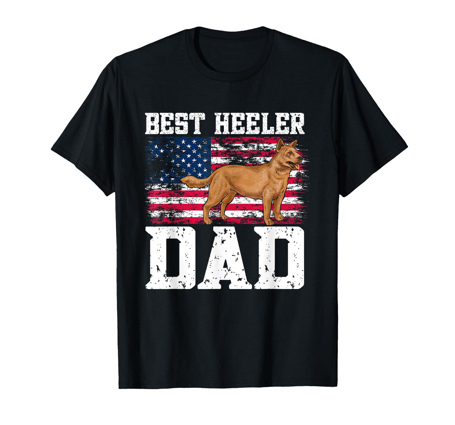 Best Red Heeler Dad American Flag Australian Cattle Dog Men T-Shirt
