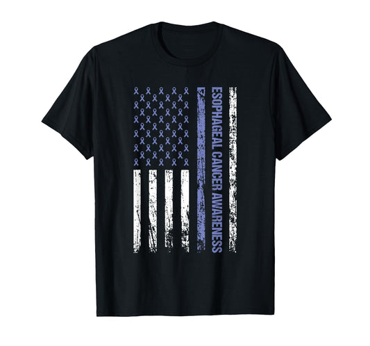 Esophageal Cancer Awareness US American Flag For Women Men T-Shirt