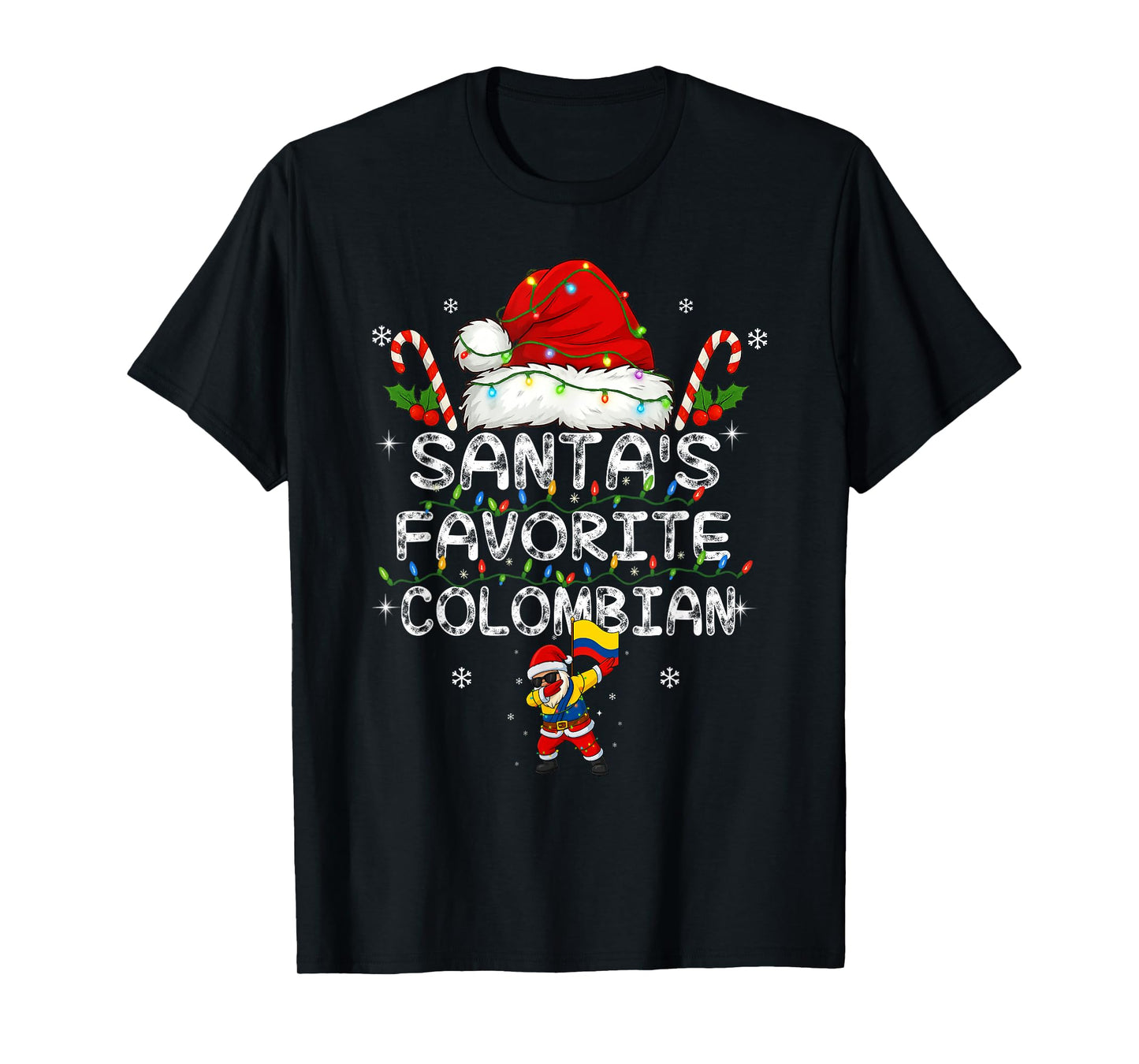 Funny Santa's Favorite Colombian Christmas Santa Dab Xmas T-Shirt