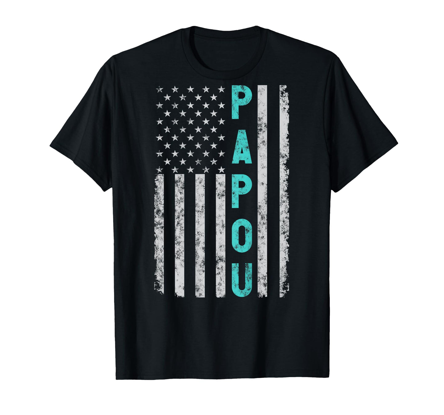 Papou Funny Fathers Day Vintage Patriotic American Flag Women Men T-Shirt
