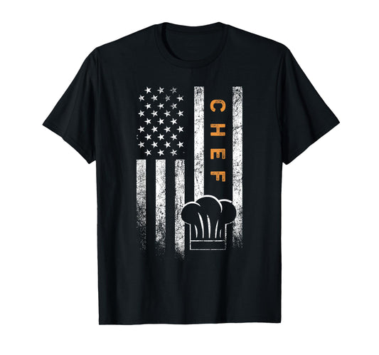Chef American Flag Design Cook Cooking Women Men T-Shirt