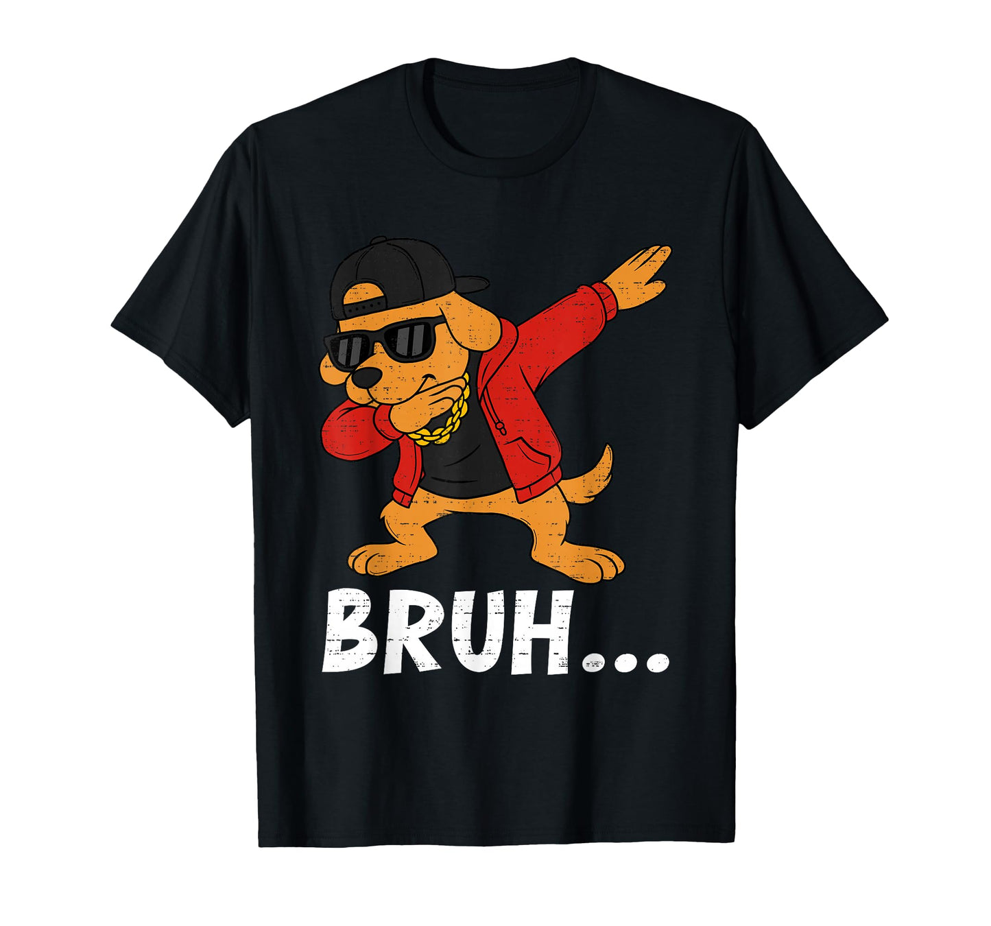 Funny Dabbing Dog Bruh Bro Pet Dab Meme Humor Teens Boys T-Shirt