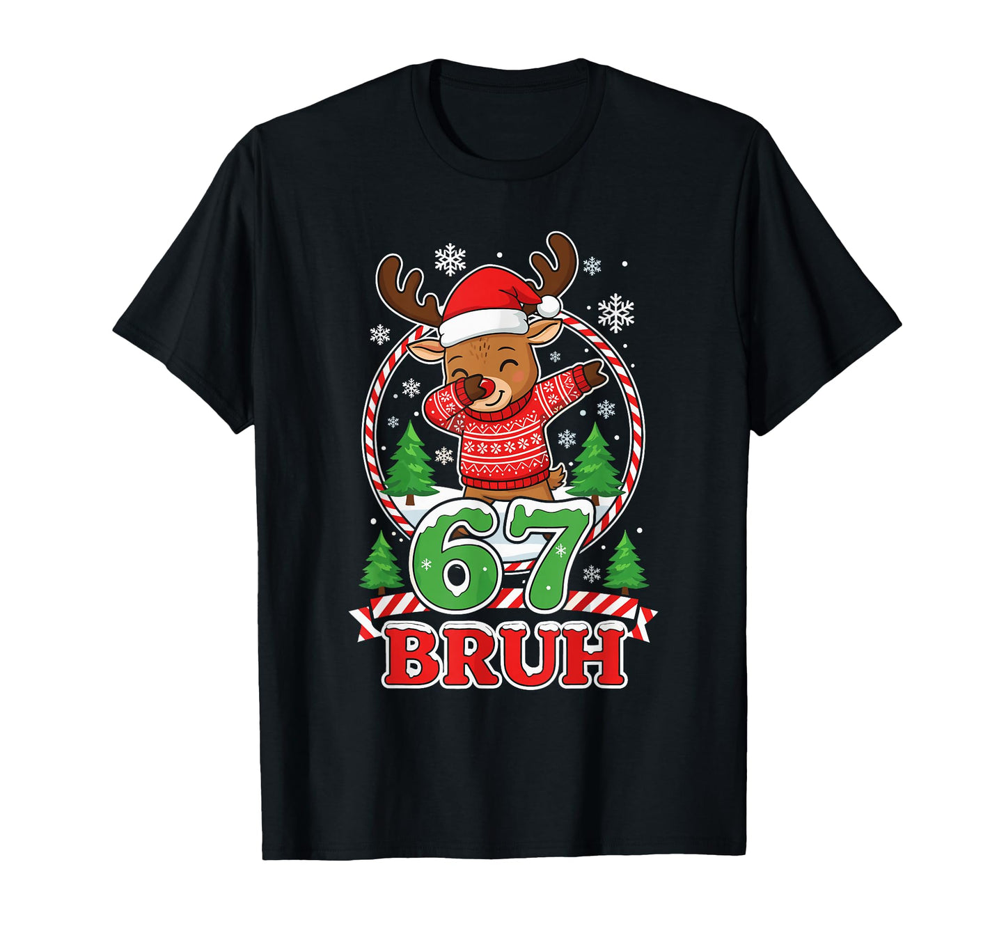 67 Bruh Six Seven Meme Reindeer Christmas Kids Boys Girls T-Shirt
