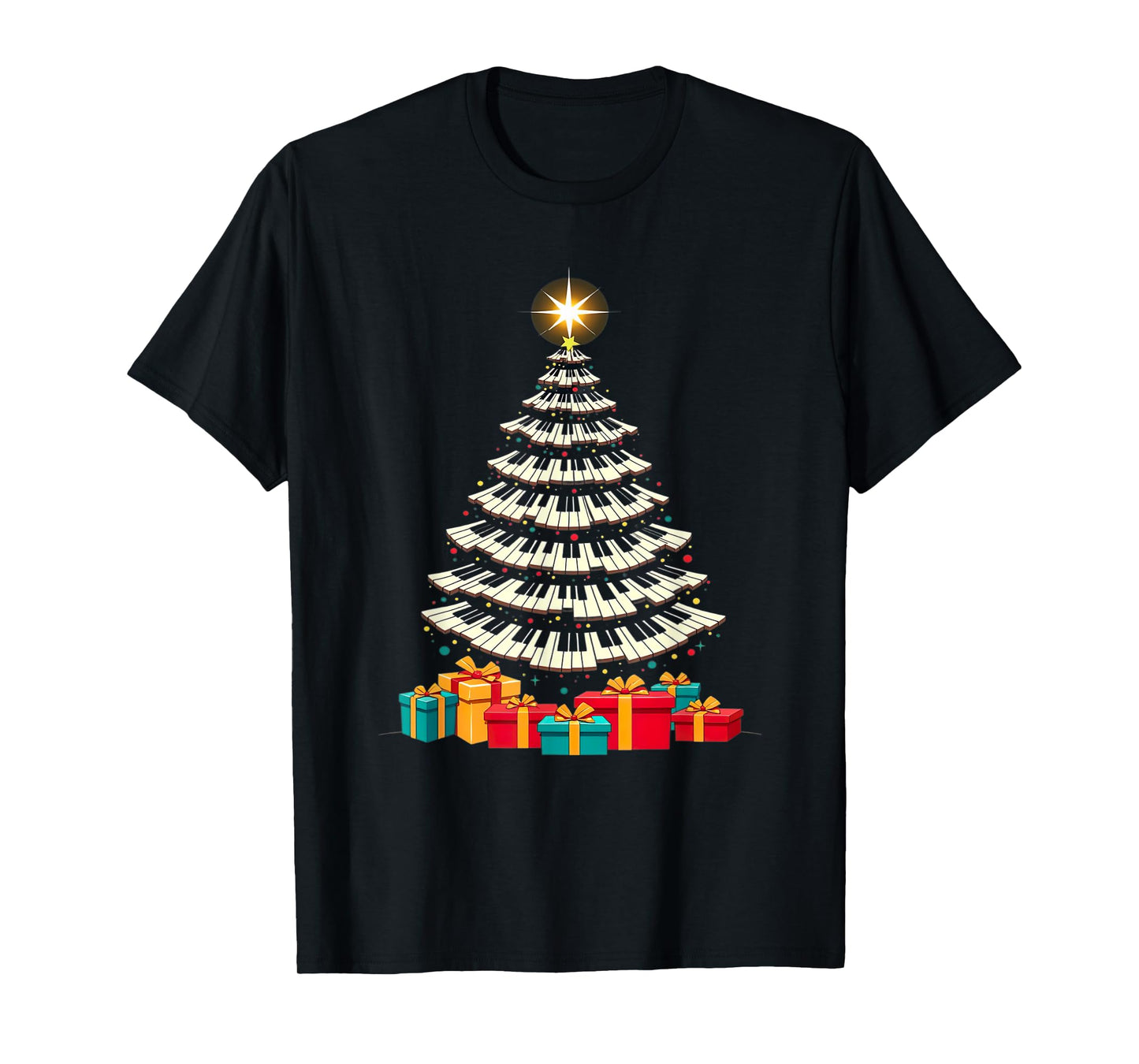 Christmas Tree Piano Keyboard Holiday Music Lover Design T-Shirt