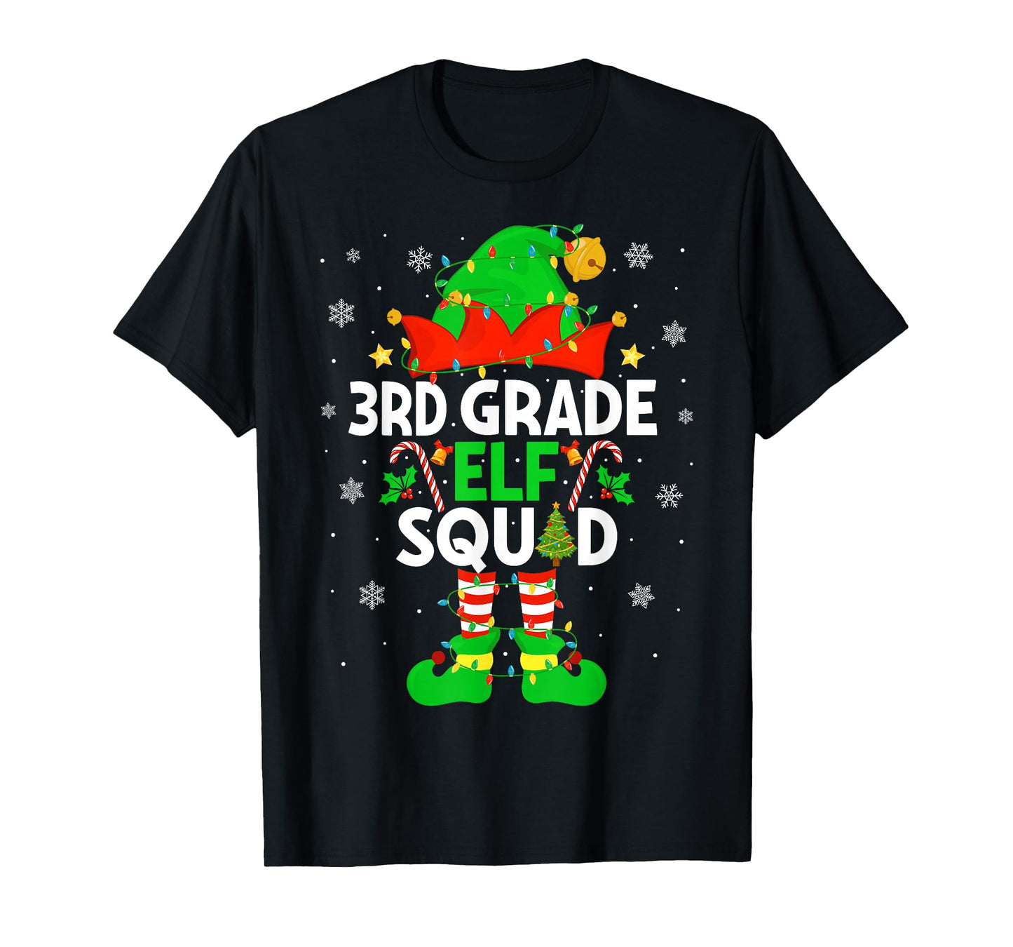 3rd Grade Elf Squad Christmas Third Grade Christmas Teacher T-Shirt