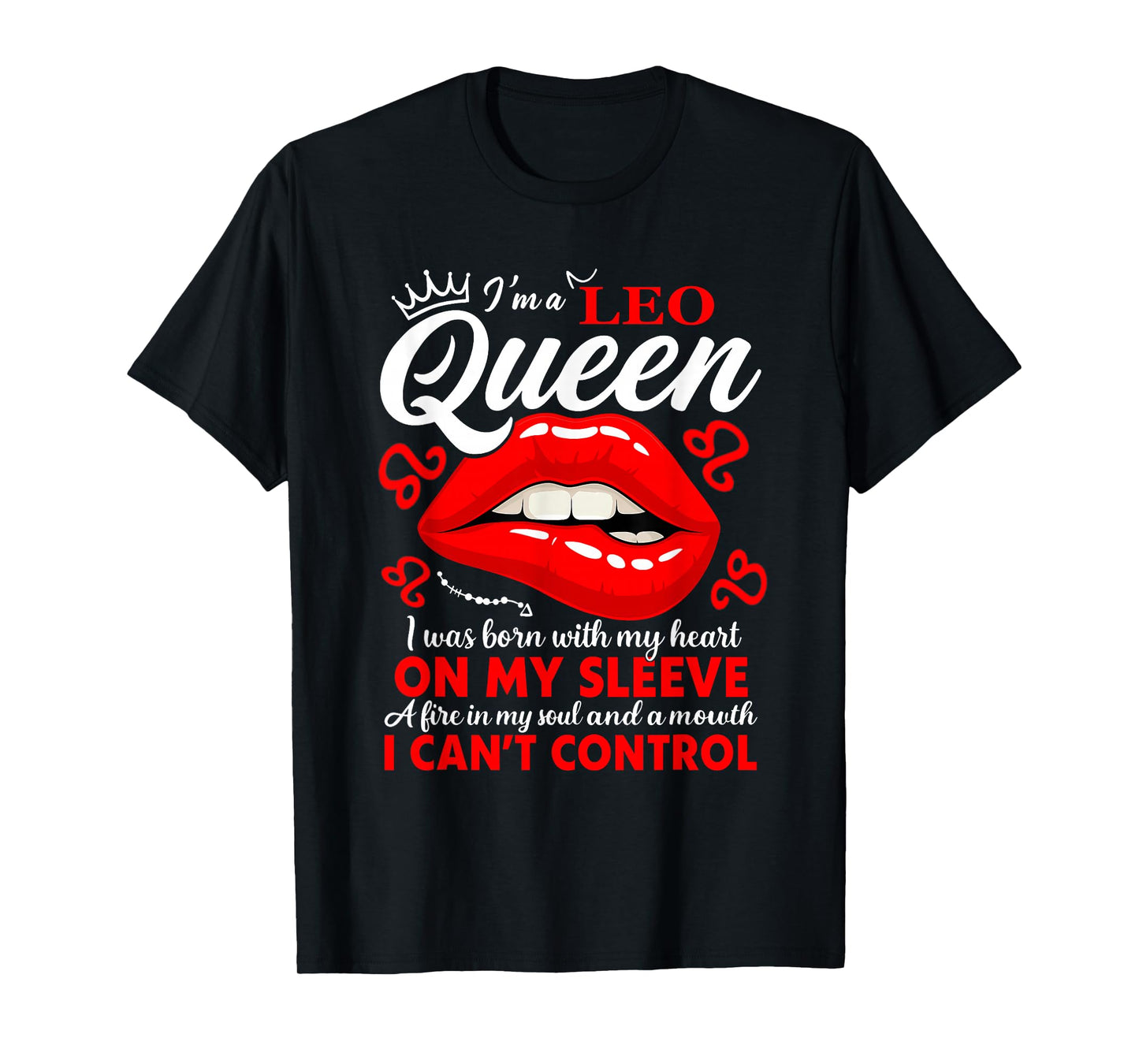 Leo Queen Zodiac Red Lip Birthday Graphic Men Women T-Shirt