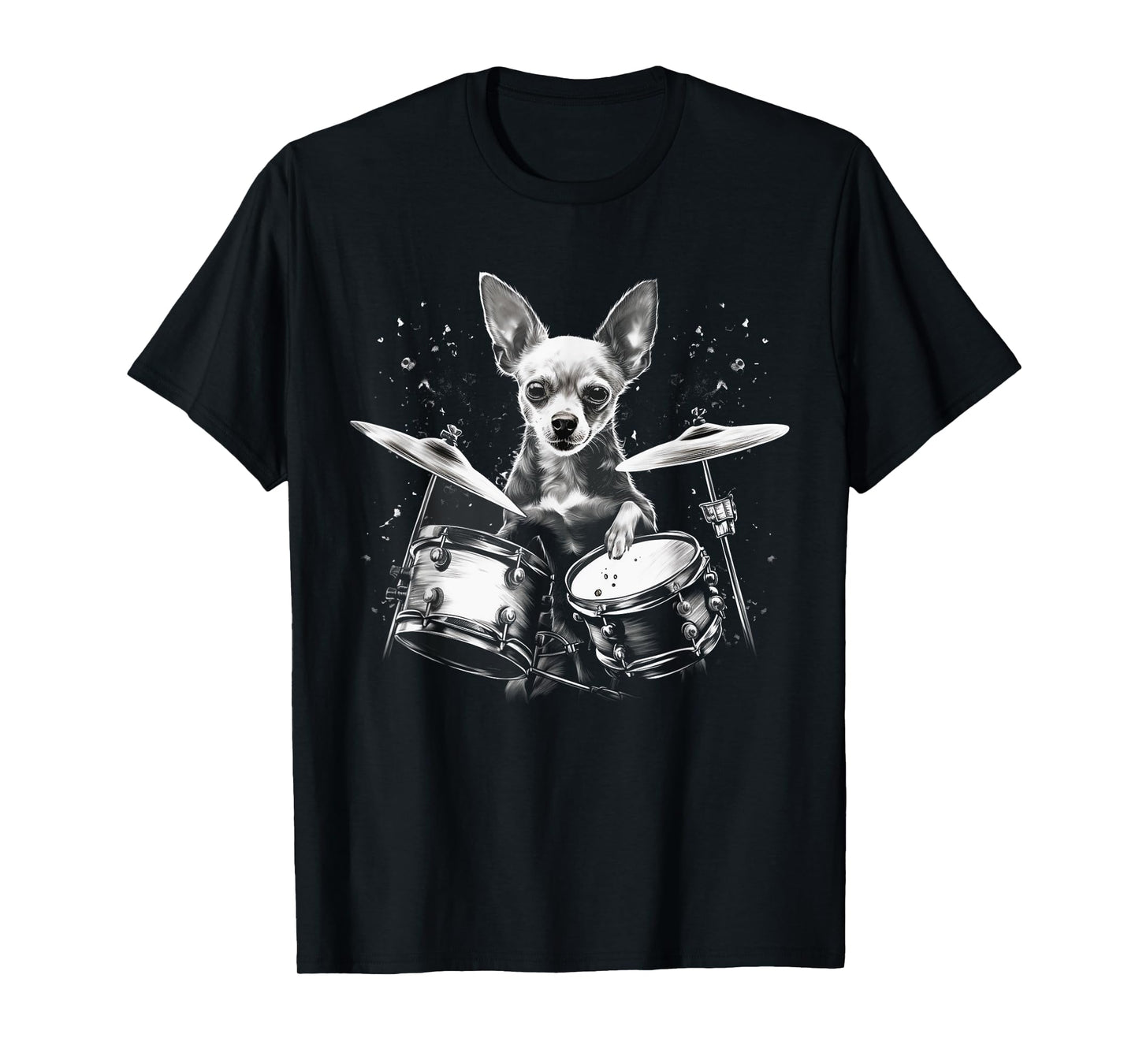 Funny Chihuahua Dog Playing Drums T-Shirt