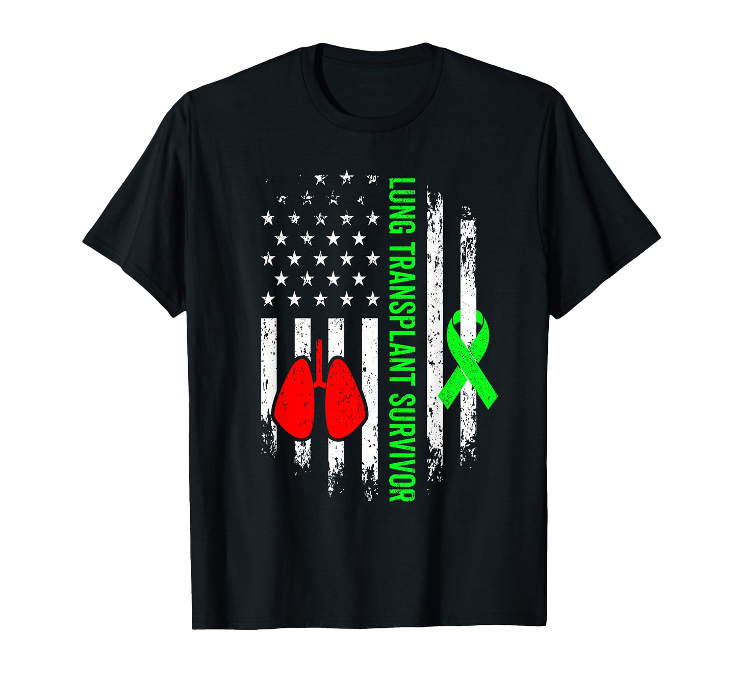 Lung Transplant Survivor Warrior Organ Recipient USA Flag T-Shirt
