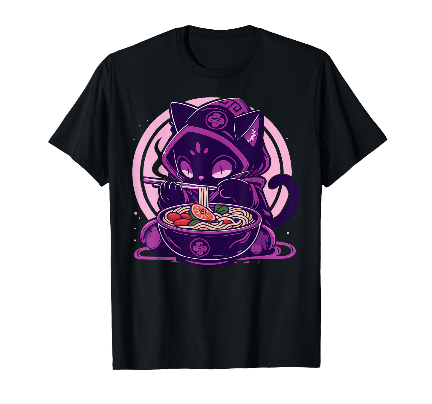 Cat Eating Ramen Noodles Anime Japanese Aesthetic Kawaii Cat T-Shirt