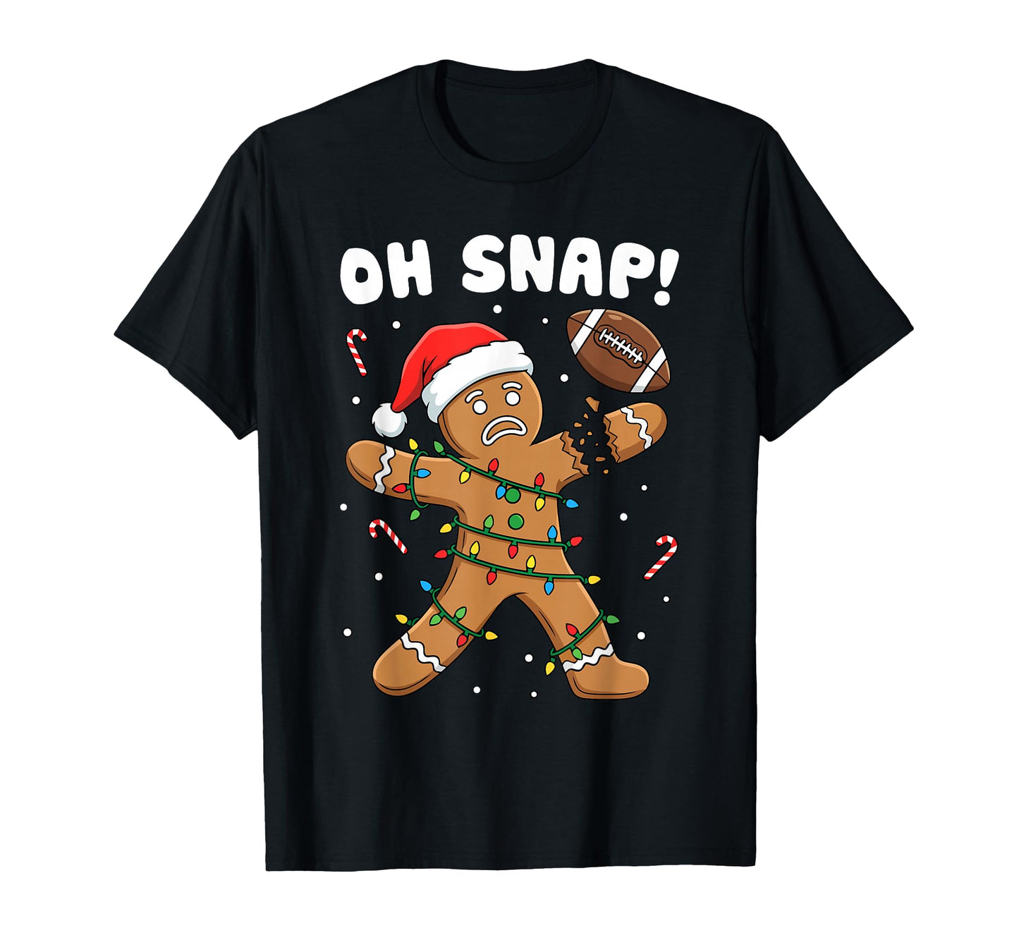 Christmas Gingerbread Oh Snap Cookie Xmas Holiday Football T-Shirt