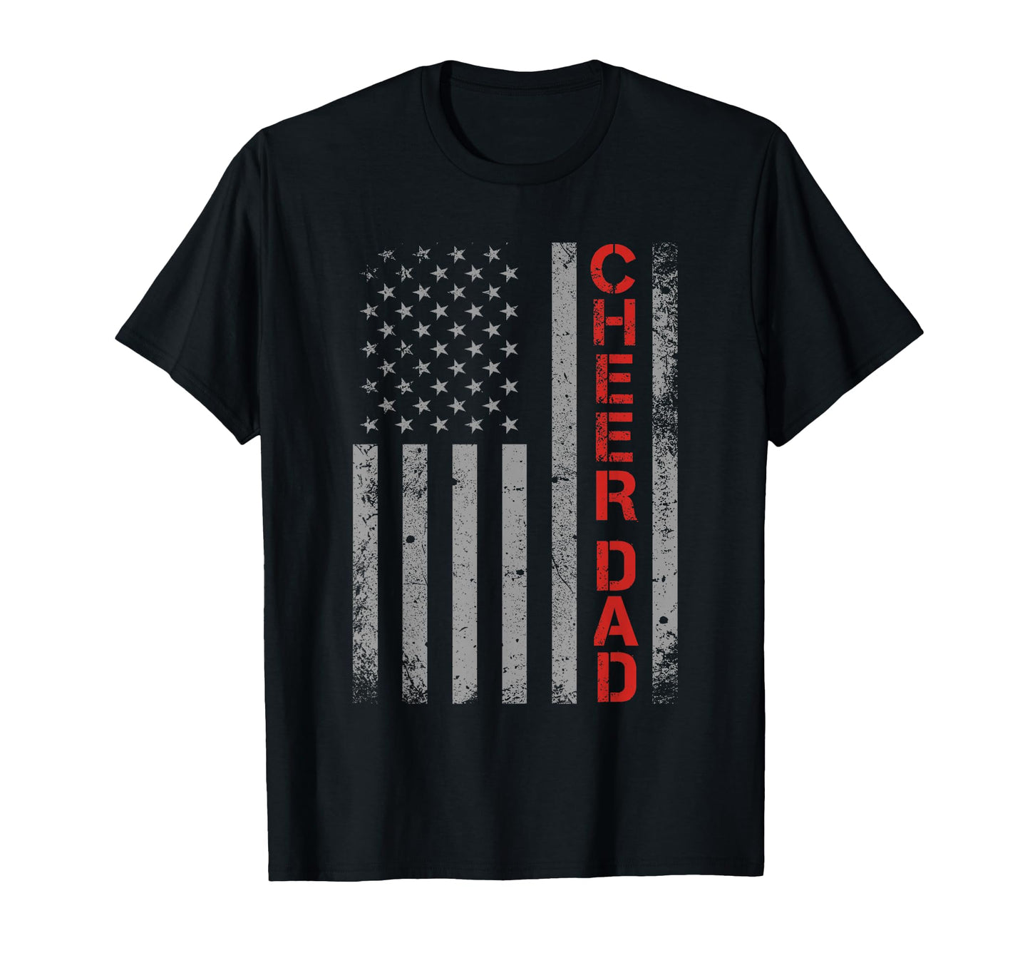 American Flag Cheer Dad Vintage Patriotic Father Cheerleader T-Shirt