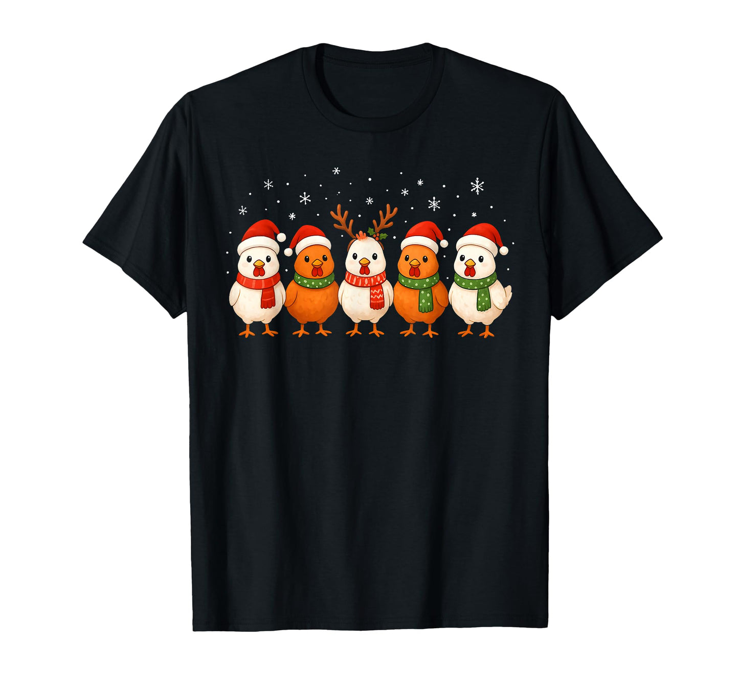 Christmas Lights Chicken Santa Kawaii Xmas Tree Holiday T-Shirt