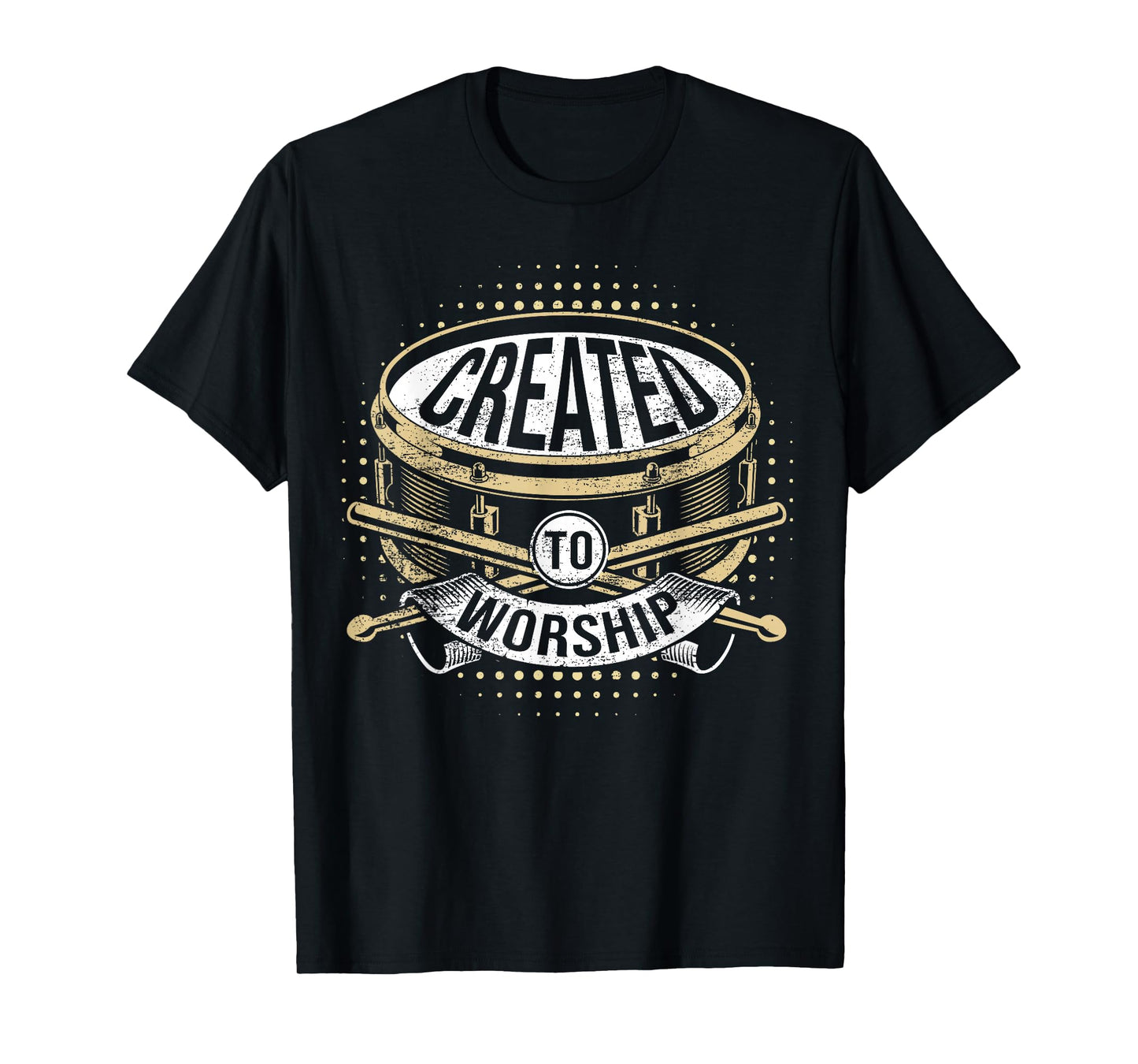 Drummer For Jesus Religious Drummer Gifts Christian Music T-Shirt, Unisex-Adults, Black, Small, Short Sleeve