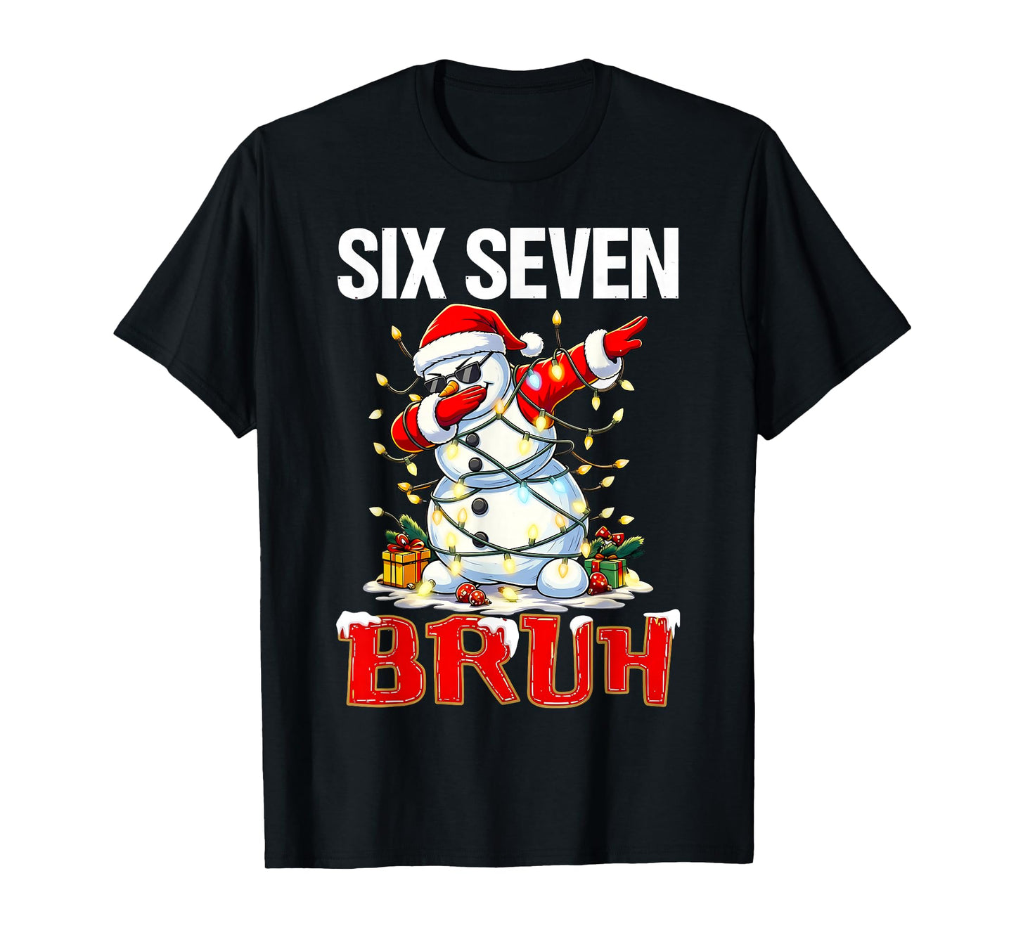 Funny Snowman Dab 67 Six Seven Bruh Meme Men Women T-Shirt