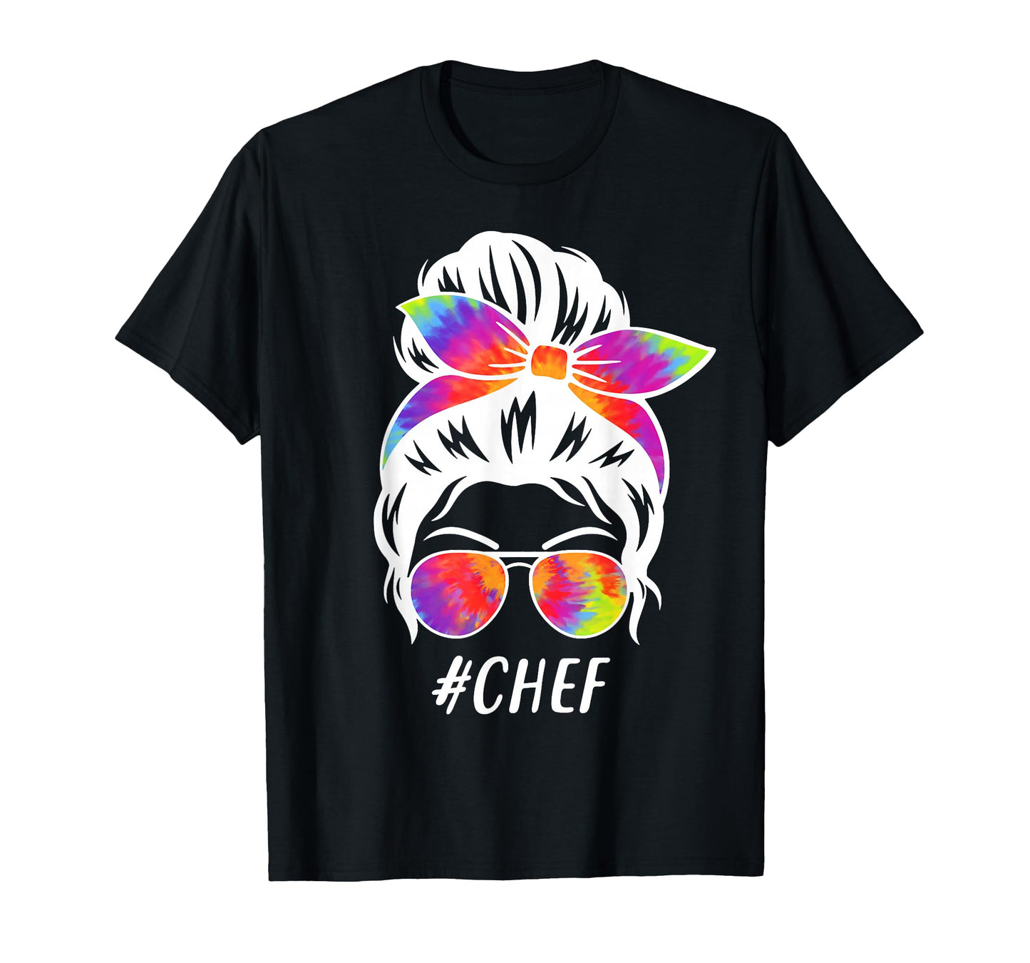 Chef Squad Tie Dye Messy Bun Girl Company Cooking Crew T-Shirt