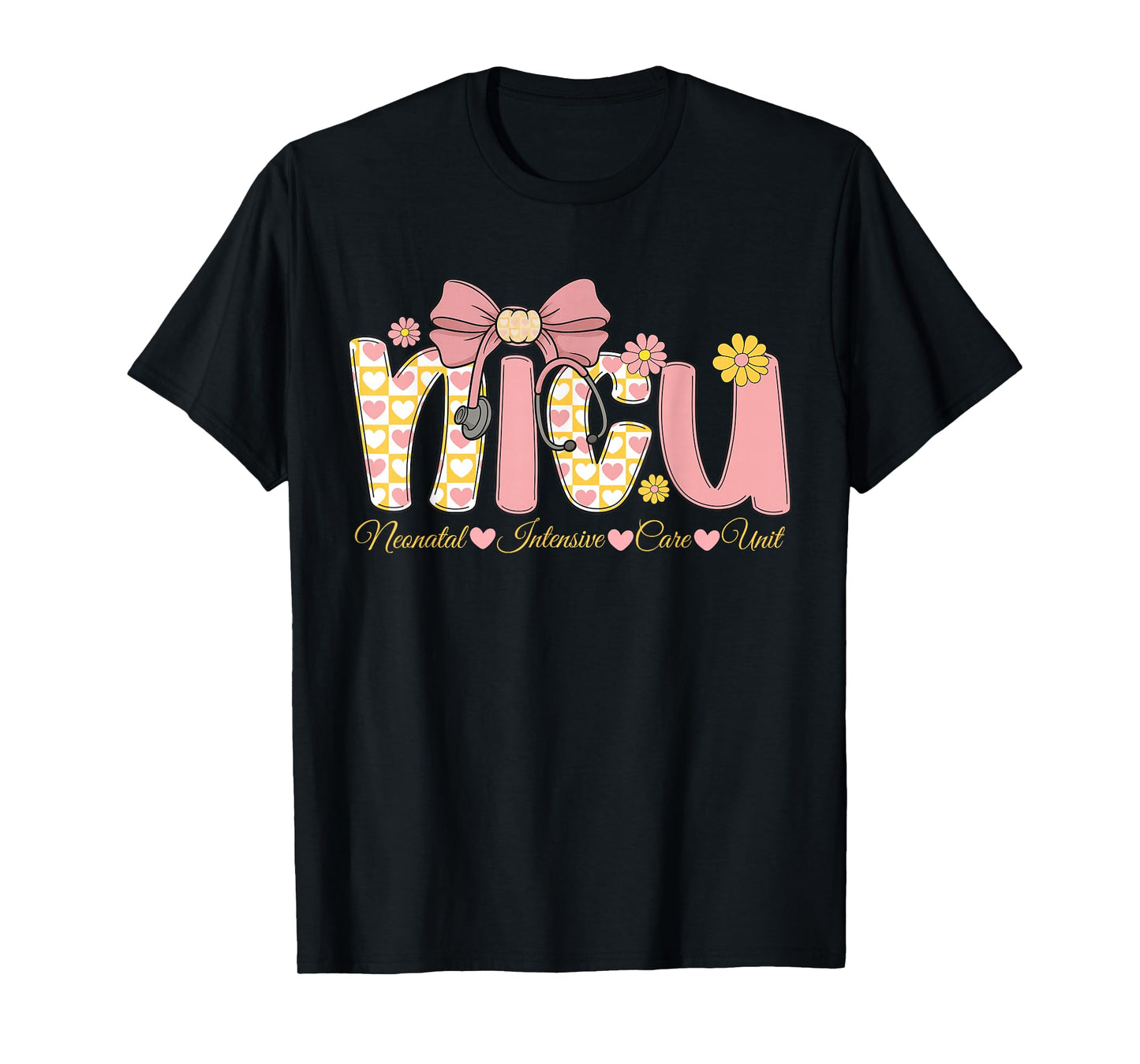 Coquette NICU Nurse Week Bow Heart Stethoscope Preppy T-Shirt