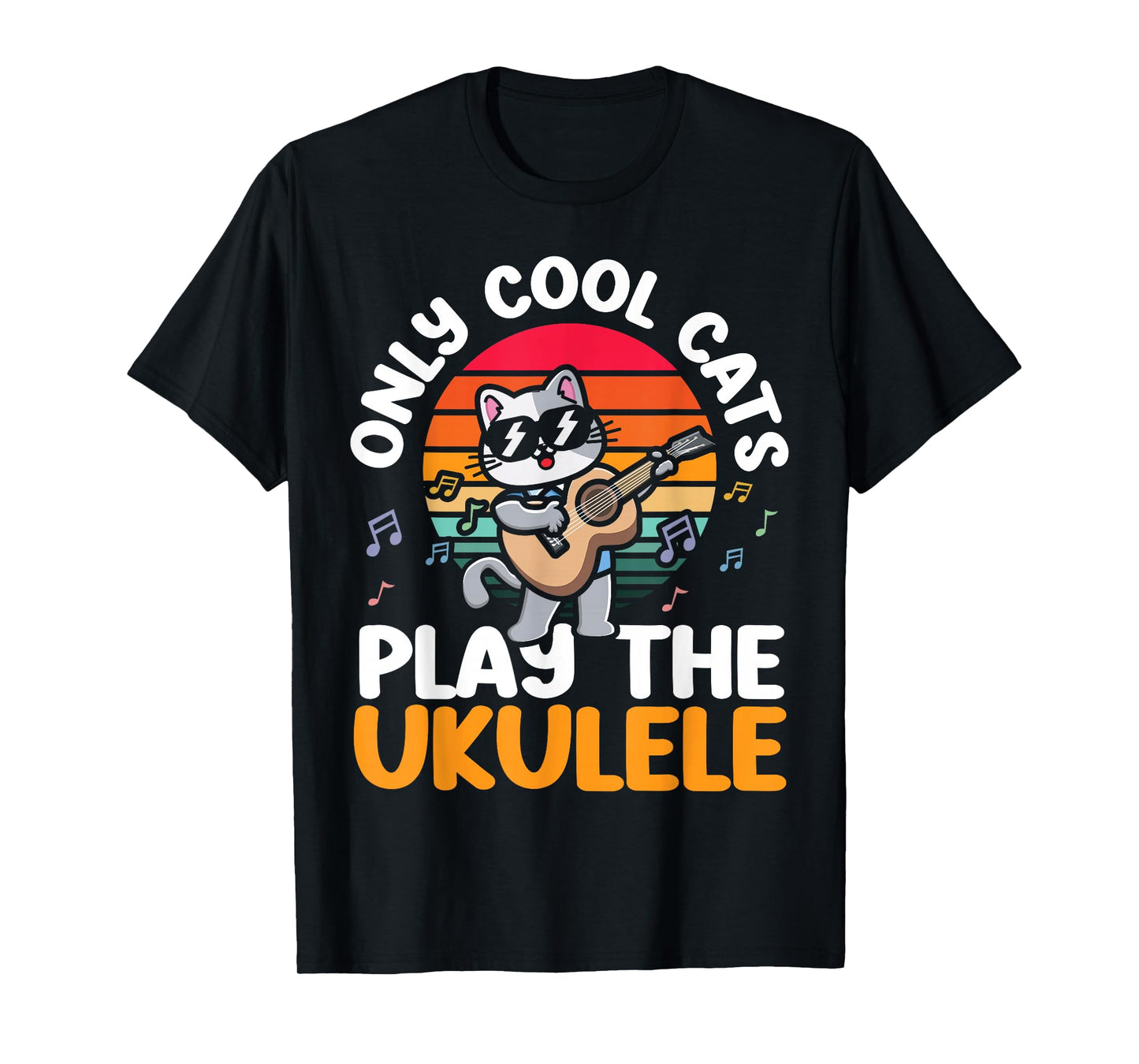 Hawaiian Ukulele Uke Cat Only Cool Cats Play The Ukulele T-Shirt