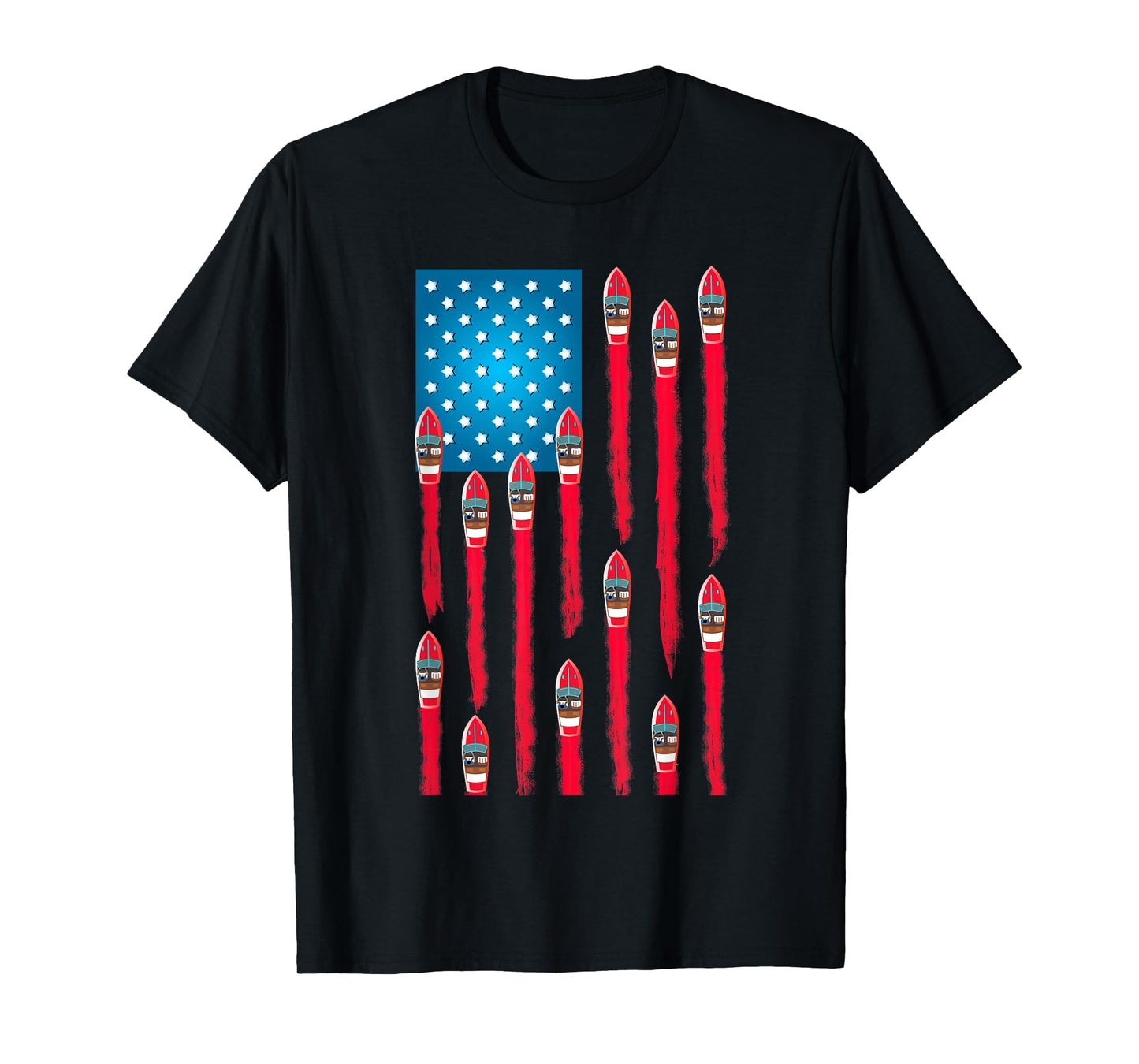 Speed Boat Flag Design, Patriotic American Flag T-Shirt