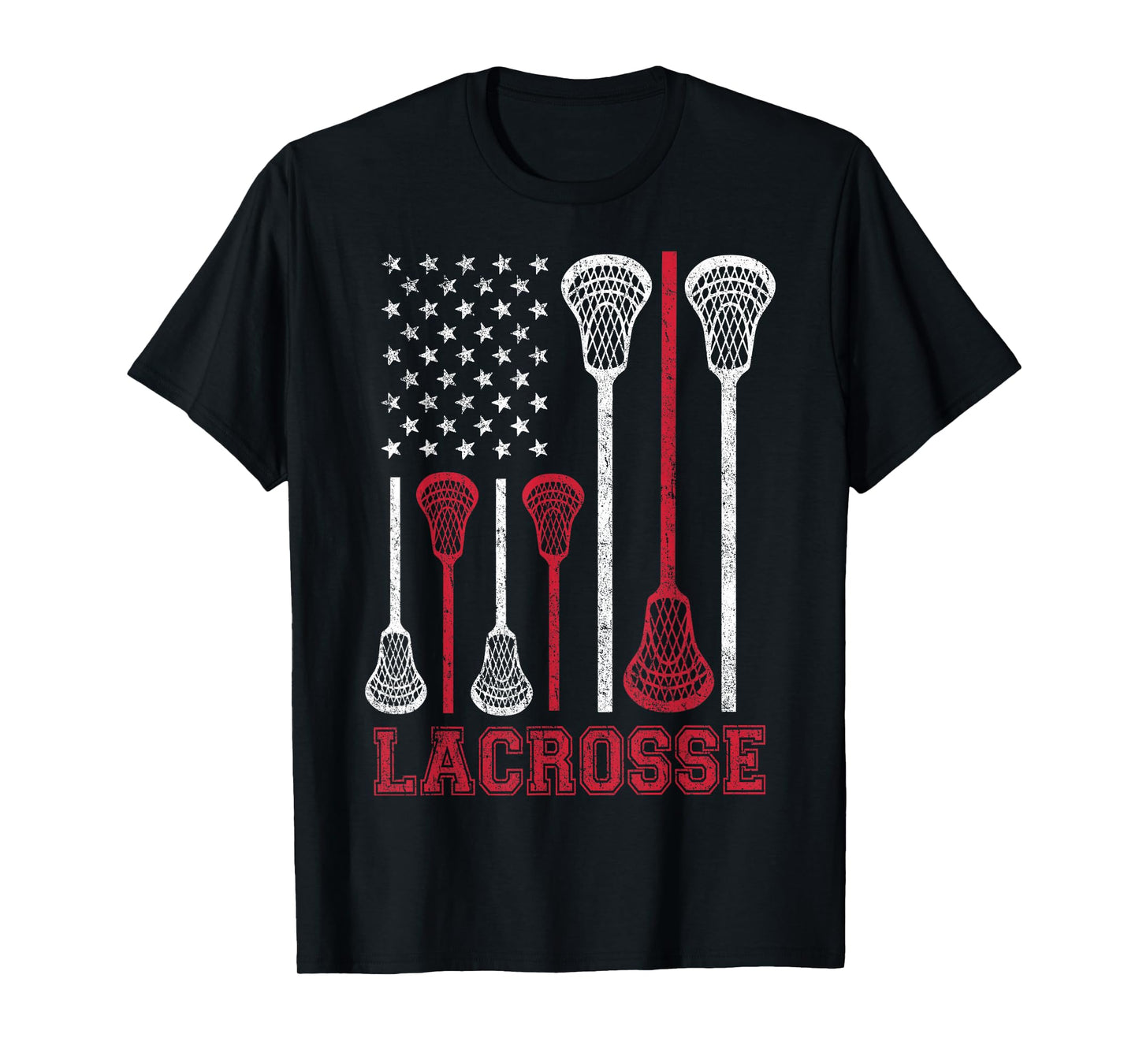 Lacrosse American Flag Lax Men Women Boys Girls Gifts T-Shirt