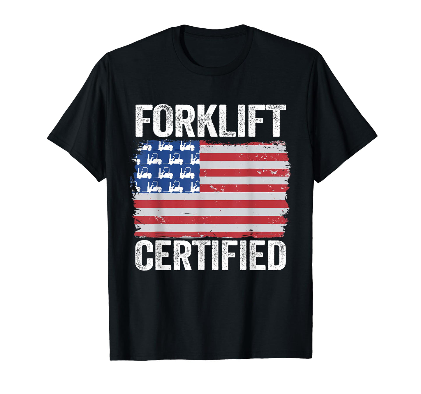 Forklift Certified Daddy American Flag Funny Forklift Driver T-Shirt