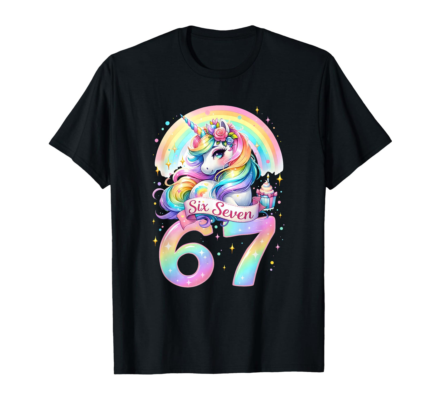 67 Unicorn for Girls Six Seven Meme Brainrot Funny Kids Girl T-Shirt