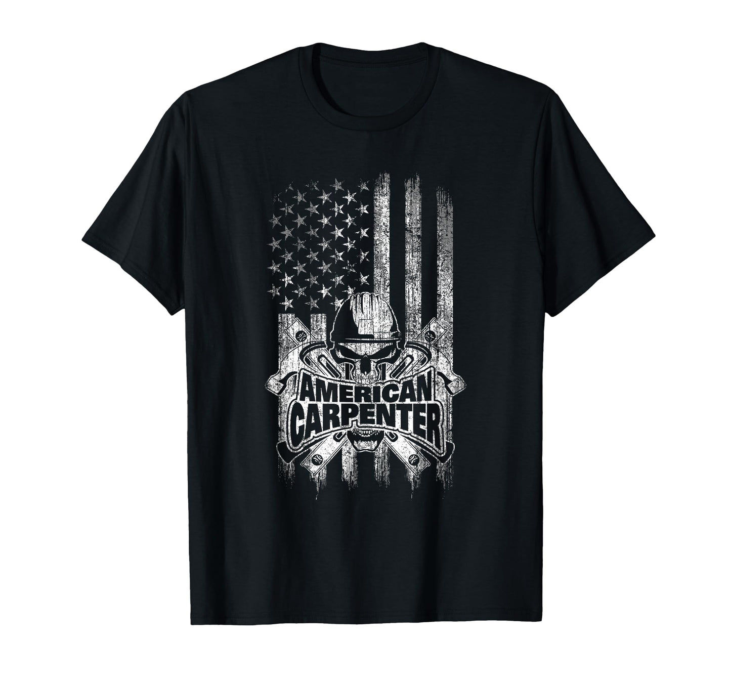Carpenter American Flag Skull and Hammers T-Shirt