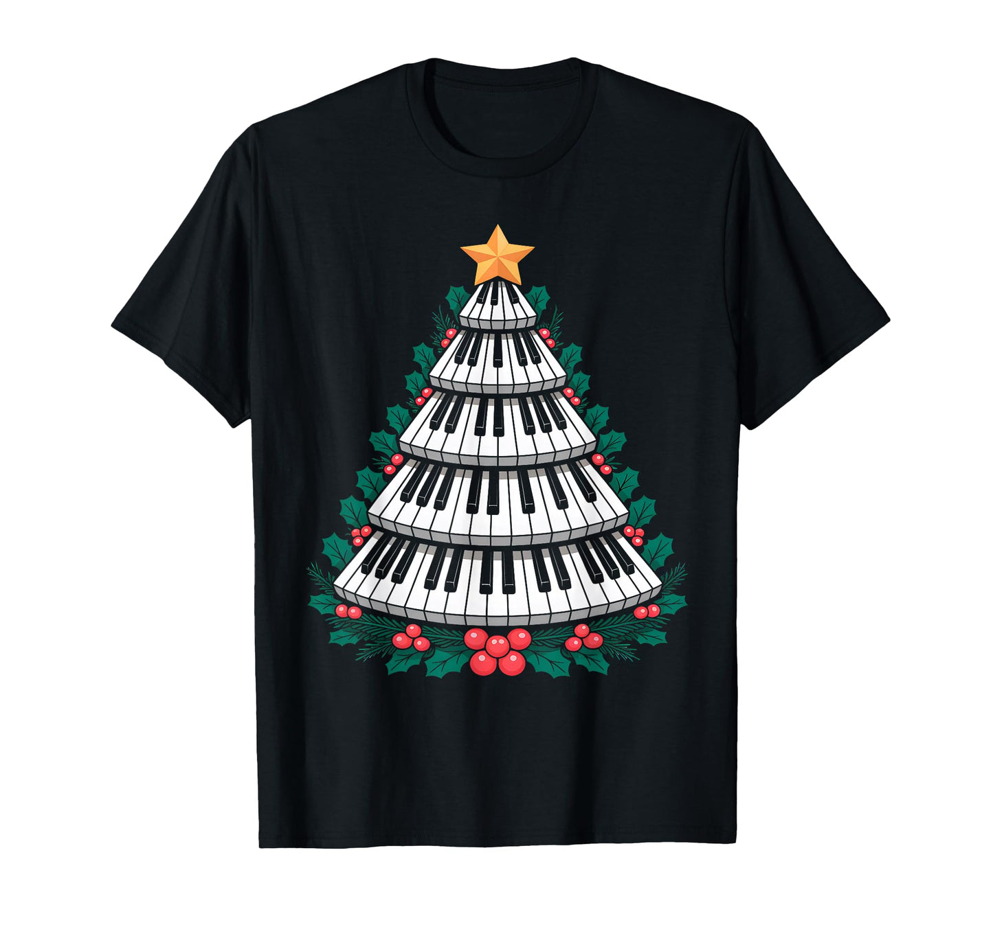 Christmas Piano Keyboard Tree Musician T-Shirt