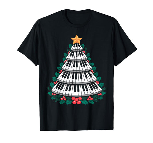 Christmas Piano Keyboard Tree Musician T-Shirt