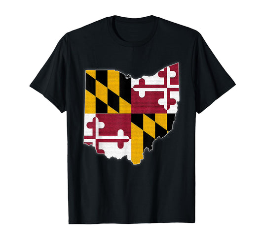 OHIO STATE MAP MARYLAND MD Flag Roots Men Women Gift T-Shirt