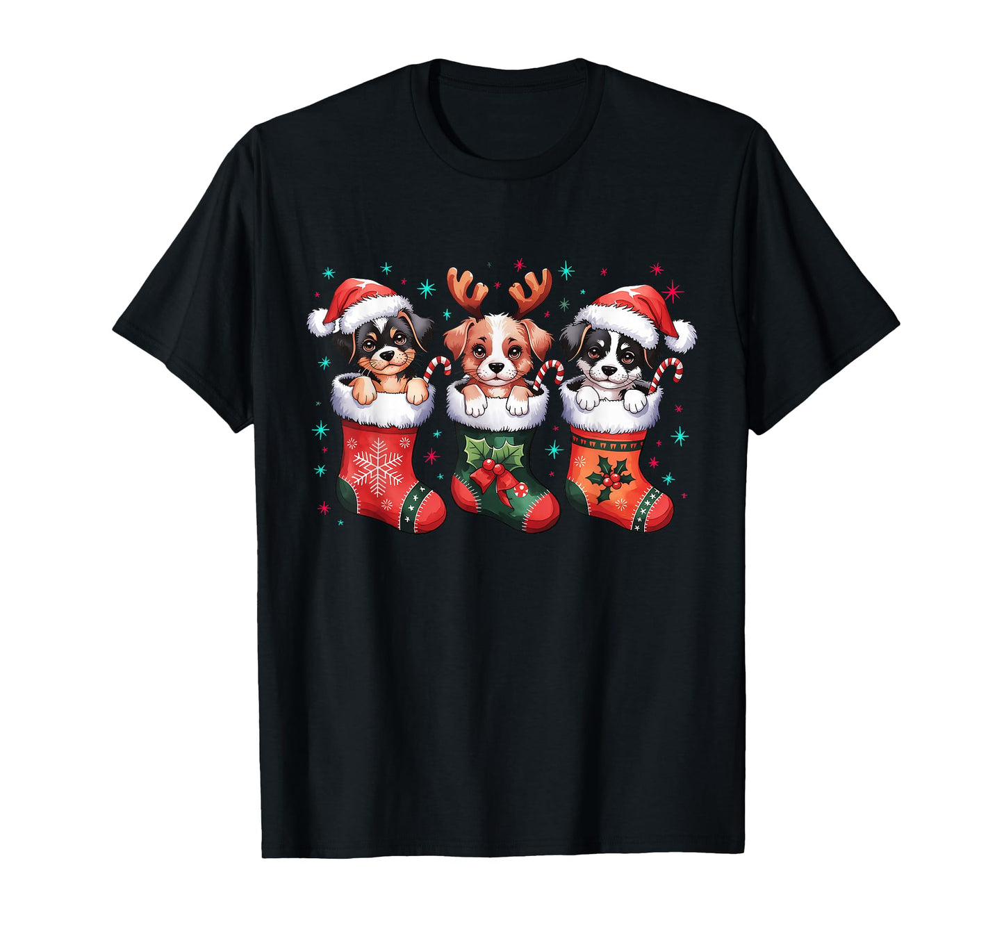 Cute Dog Christmas Santa Funny Christmas Xmas Dog Men Women T-Shirt