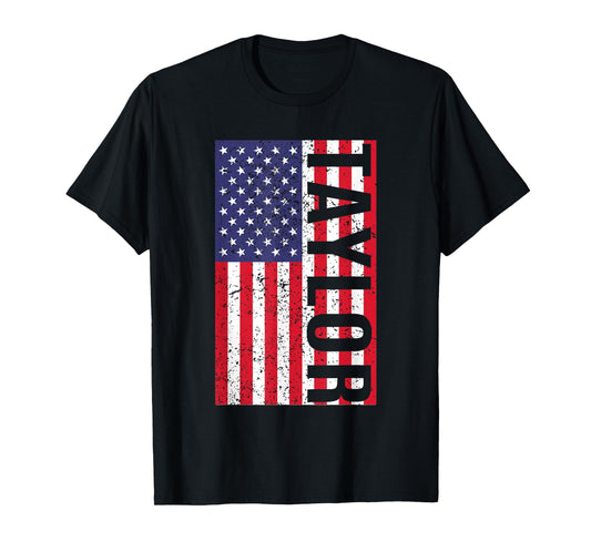 Taylor US Flag First Name Taylor American Flag Vintage T-Shirt