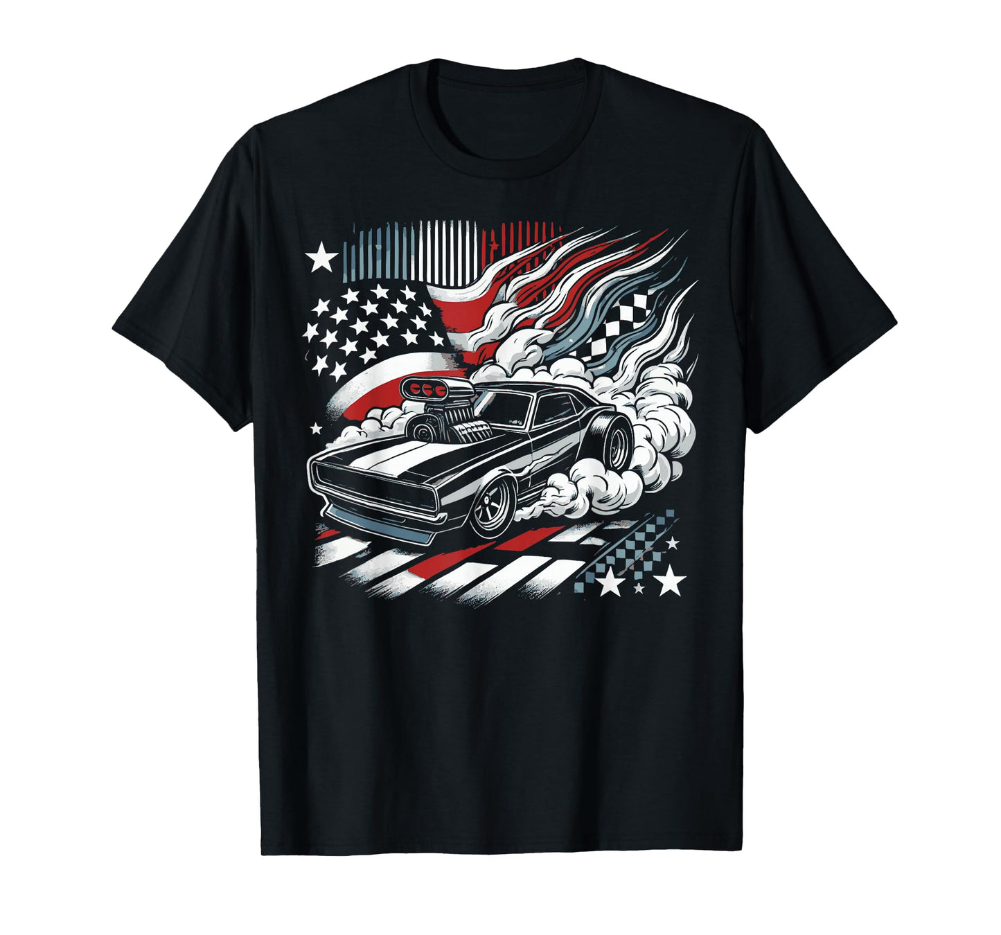 American Flag Drag Racing Strip Tree Light Dragster T-Shirt