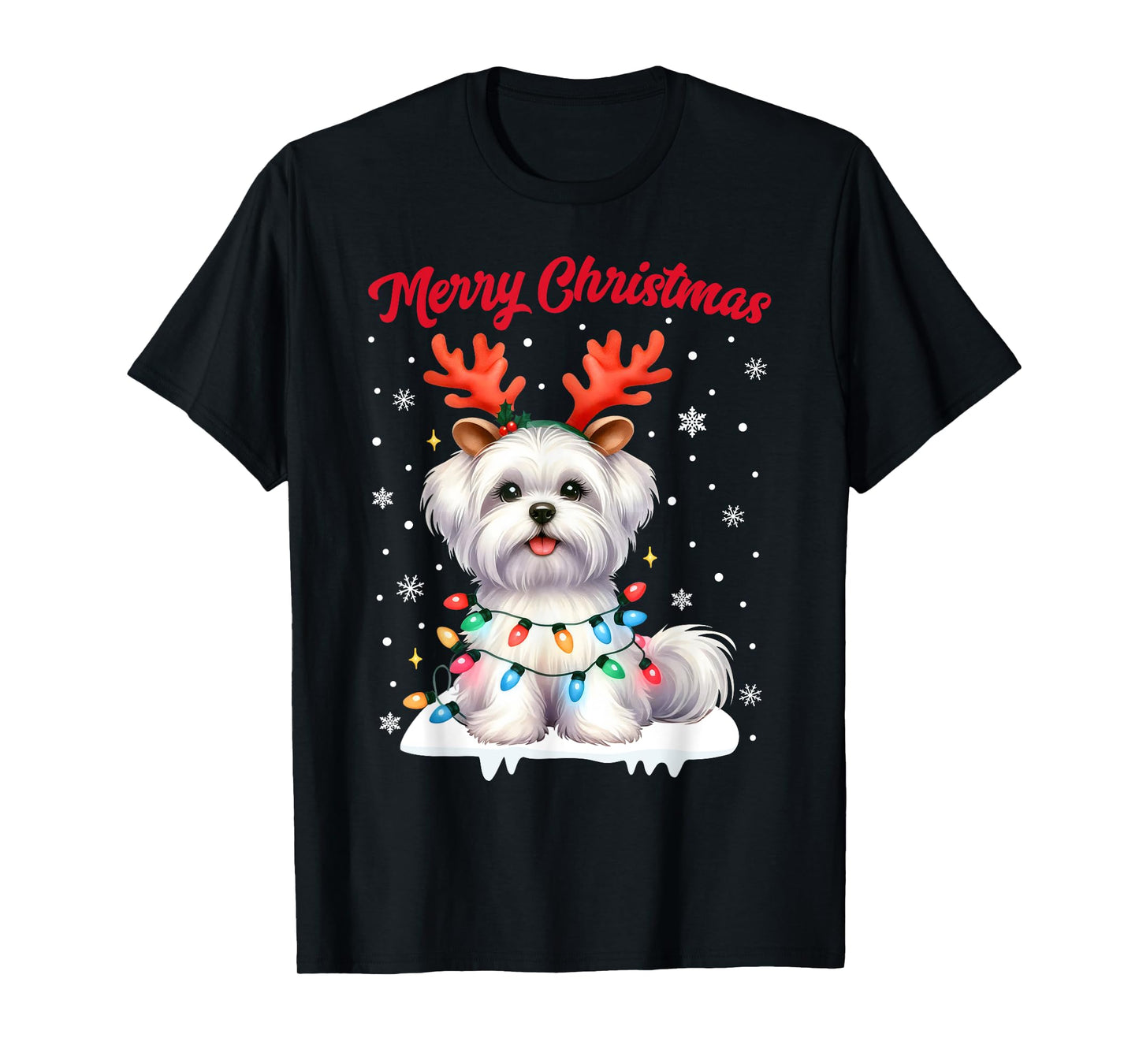 Christmas Pajamas Men Women Kids Maltese Dog Christmas T-Shirt