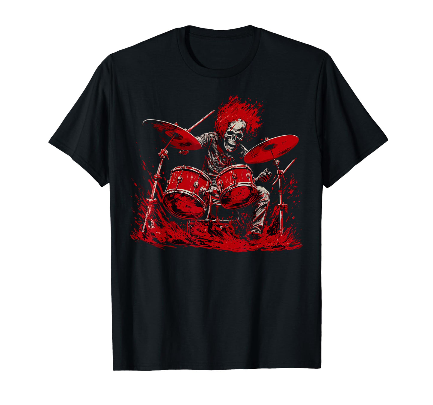 Skeleton Drummer Guy Rock And Roll Band Rock On Drum Kit T-Shirt
