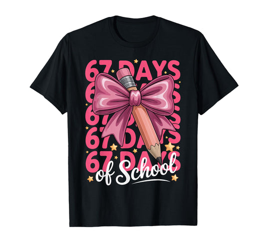 6 7 Days of School Girls Coquette Bow Cute Funny Six Seven T-Shirt