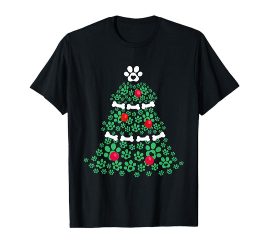 Cute Xmas Dog Paw Christmas Tree Puppy Lovers Men Women Kids T-Shirt