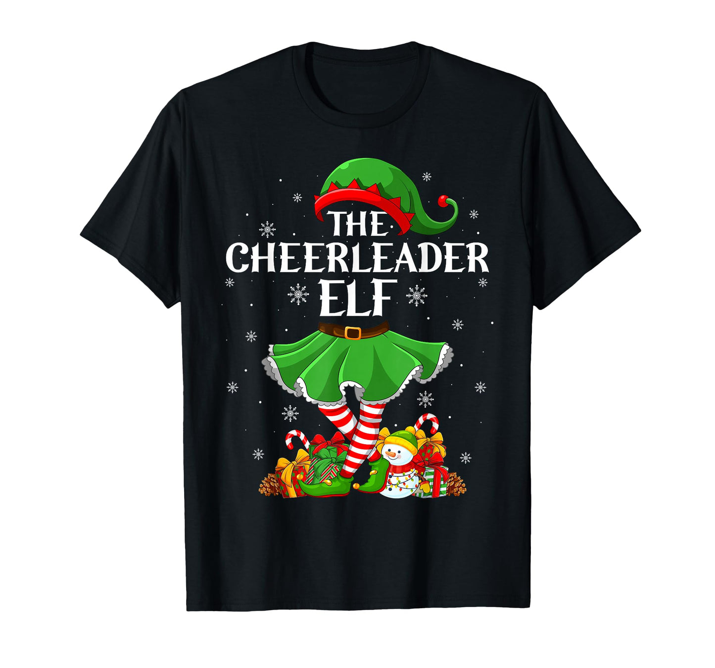 Cheerleader Elf Christmas Family Elf Squad Xmas Girls Women T-Shirt