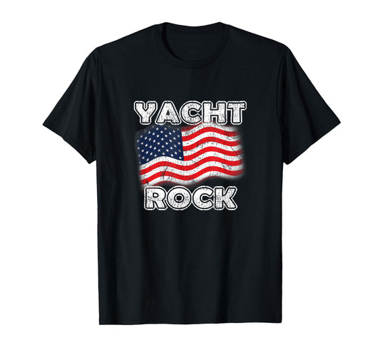 Yacht Rock American Flag Fun July 4th Maritime Vintage Style Women Men T-Shirt