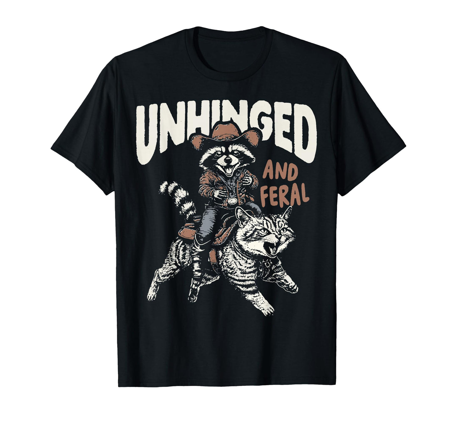 Funny Unhinged and Feral Raccoon Cowboy Western Vintage T-Shirt